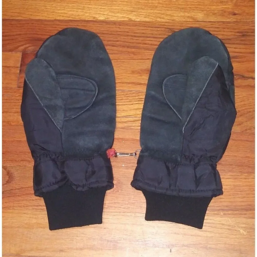 Kombi Snowboarding Gloves Womens Sz M Gore-Tex Black Skiing Mittens suede FLAW